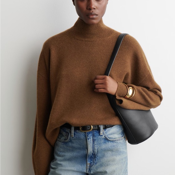 COS 100% Cashmere Mock Neck Turtleneck Sweater Brown Size Small - Picture 4 of 15